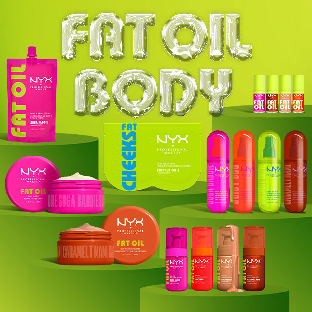 La gamma di prodotti NYX Professional Makeup Fat Oil Body Collection.