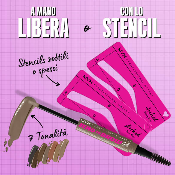 Create or perfect your brow shape with our zero to brow stencils and gel
