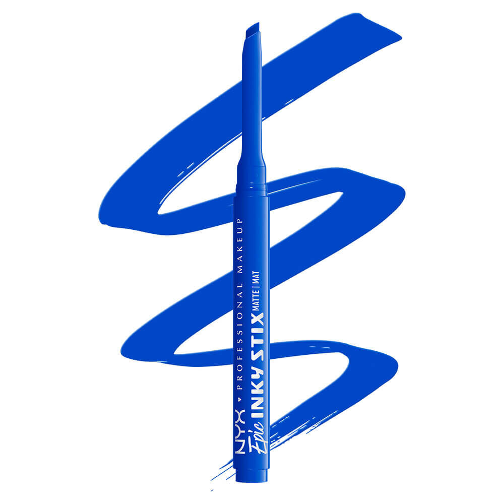 Buttermelt Stix packshot solider show on top of product swatch in shade 05 Cobalt Click