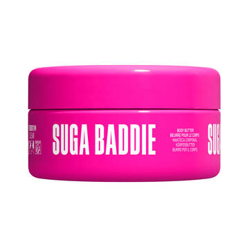 Burro corpo NYX Professional Makeup Fat Oil (Suga Baddie) mostrato aperto, con la crema color panna nel vasetto rosa acceso e tappo coordinato, formato 145 ml.