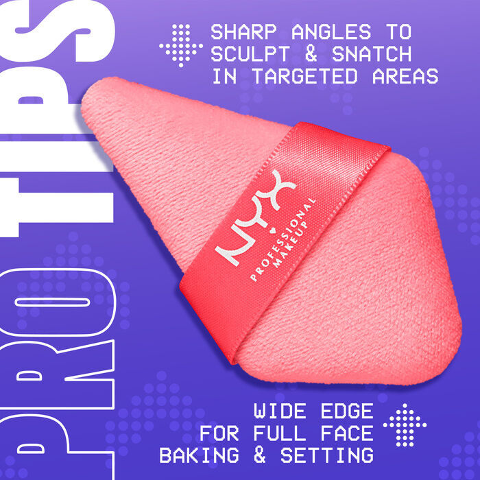 Forma della Wonder Powder Puff: estremita angolare per snatchare e scolpire il viso,estremita larga per fare baking e settare il makeup in tutto il viso 