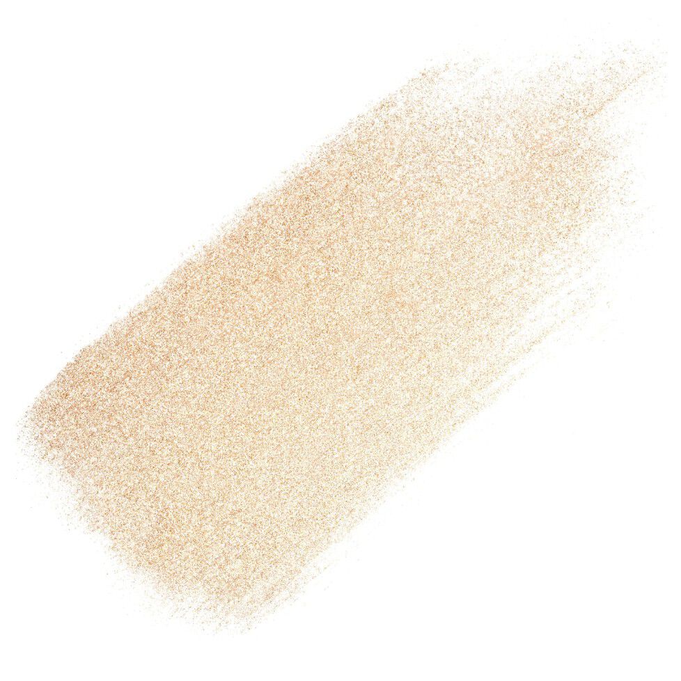 Swatch del NYX Professional Makeup Bridgerton Royal Shimmer Skin Puff Illuminante  in una tonalita champagne chiaro, mostrato su uno sfondo bianco.