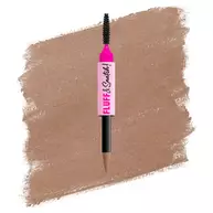 Packshot della penna per sopracciglia in polvere NYX Fluff and Snatch con swatch su sfondo bianco nella tonalita 01 Ash Blonde