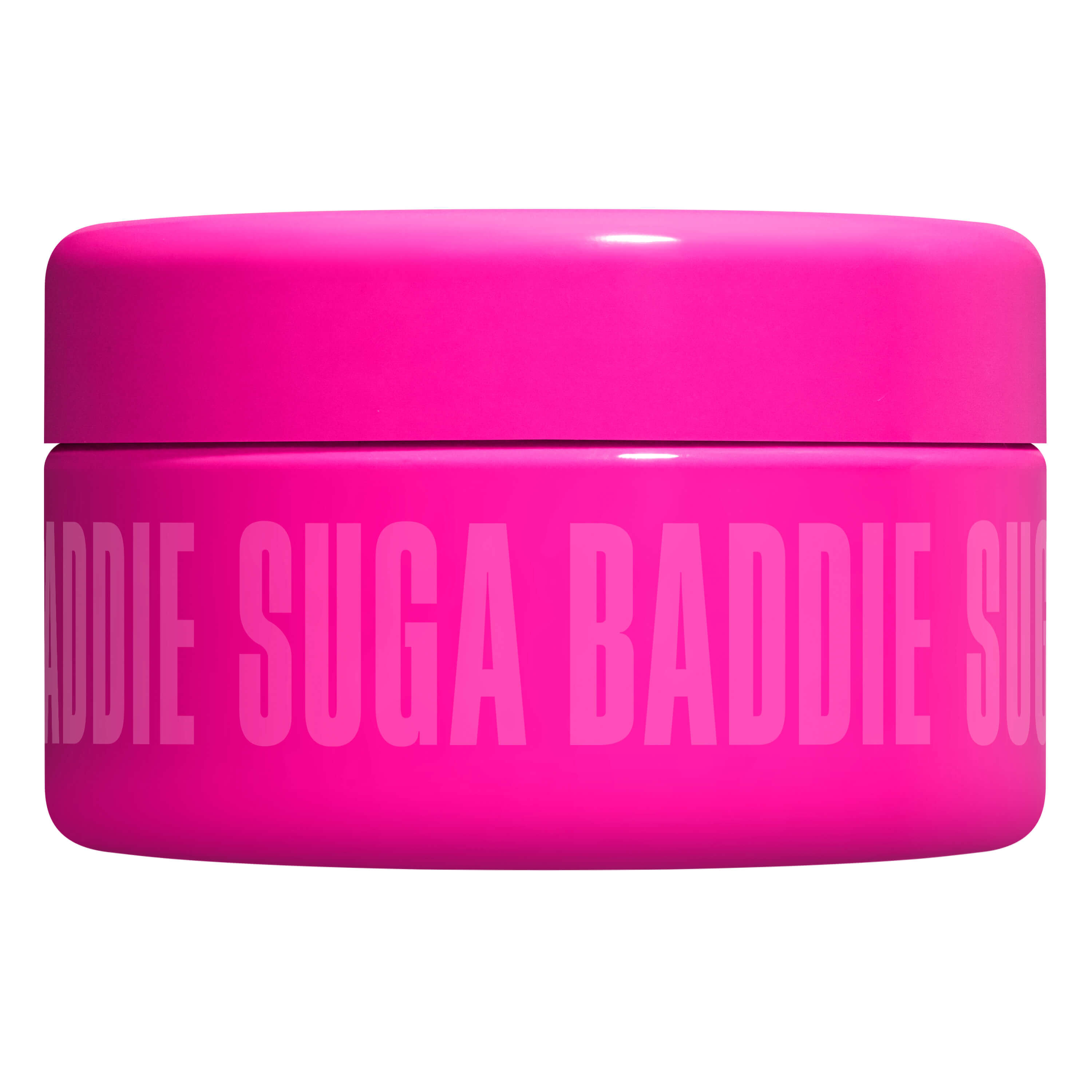 Burro corpo NYX Professional Makeup Fat Oil (Suga Baddie) mostrato aperto, con la crema color panna nel vasetto rosa acceso e tappo coordinato, formato 145 ml.