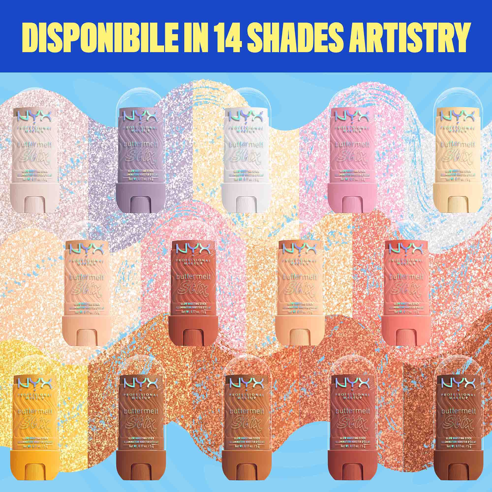 14 tonalita dello Stick illuminante Buttermelt Stix Glow Boosting di Nyx Professional Makeup