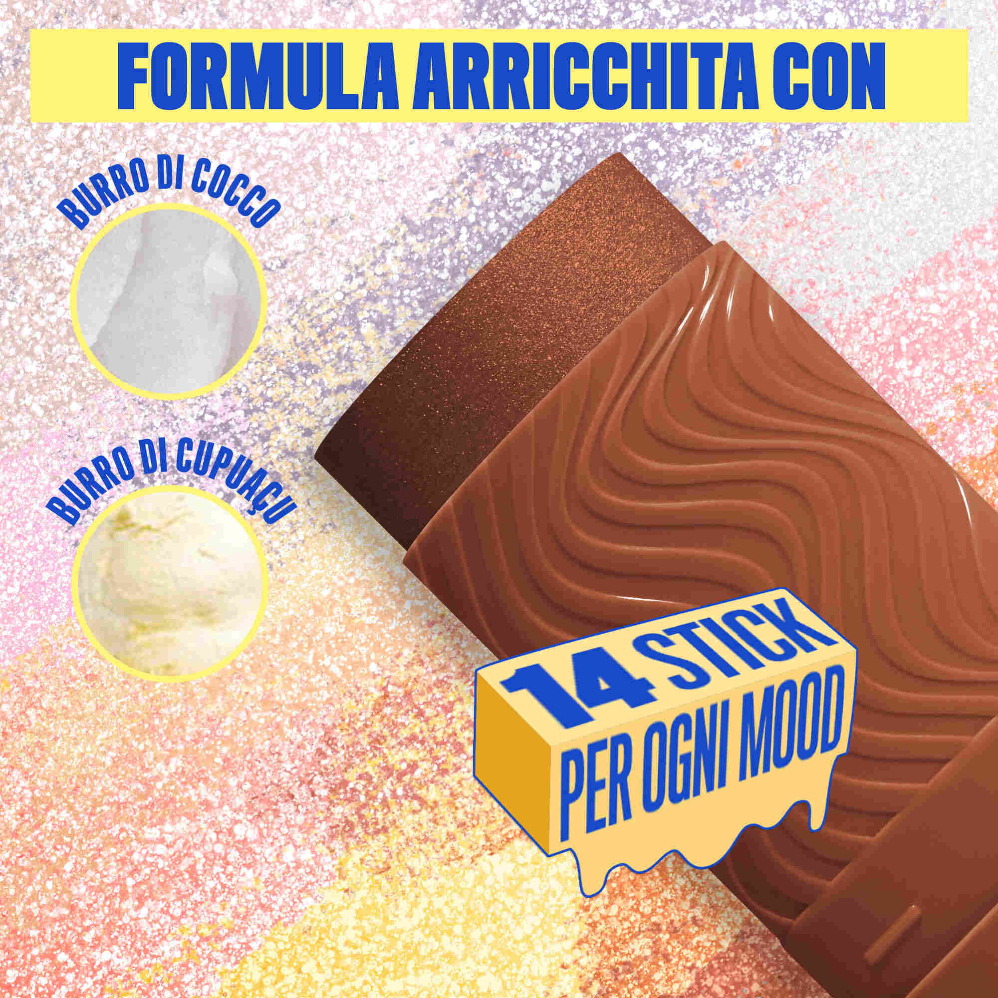 Formula dello Stick illuminante Buttermelt Stix Glow Boosting di Nyx Professional Makeup, arricchita con burro di cocco e burro di cupuacu