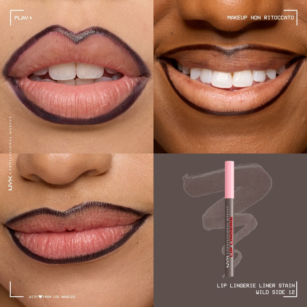 Applicazione sulle labbra del NYX Professional Makeup Lip Lingerie Liner Stain.