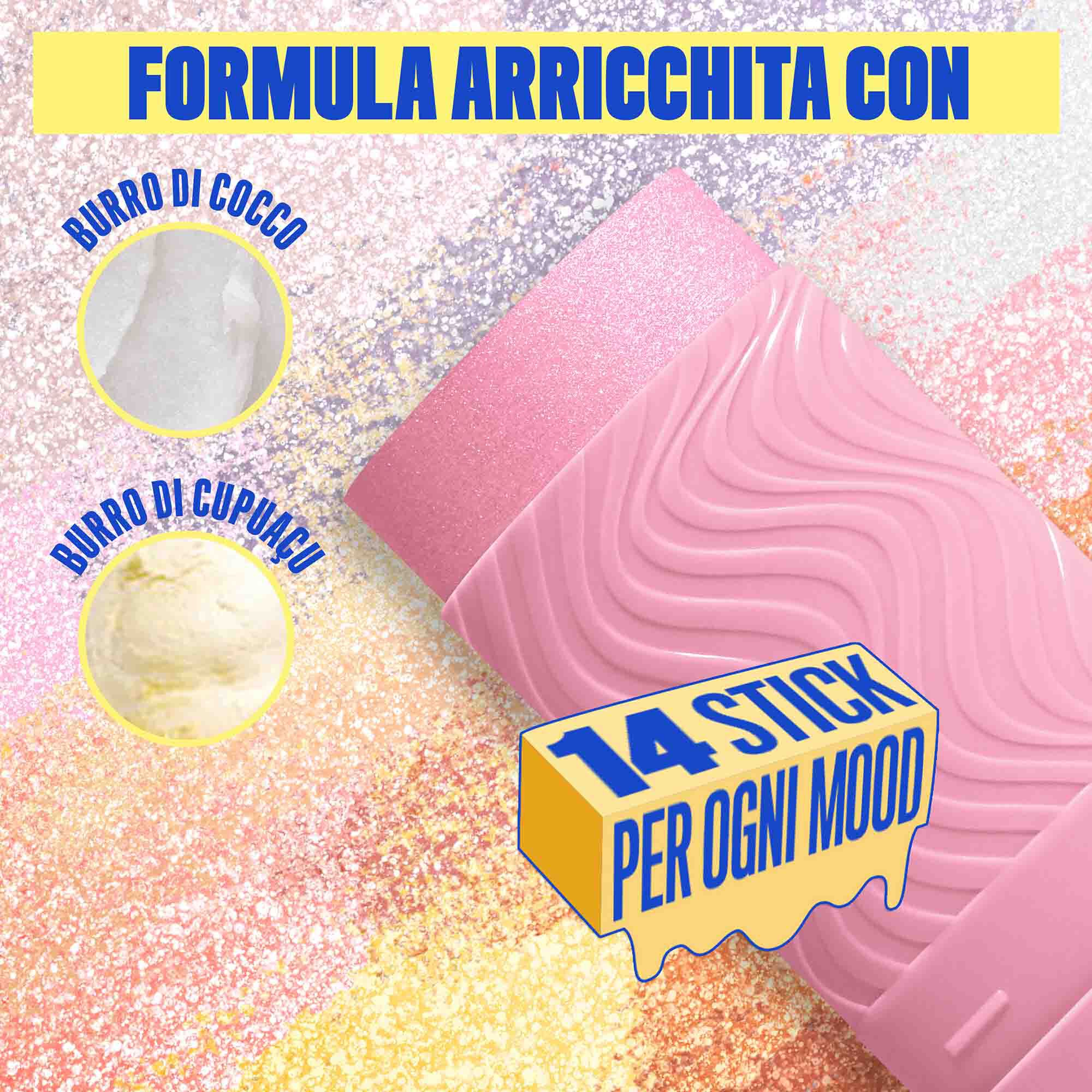 Formula dello Stick illuminante Buttermelt Stix Glow Boosting di Nyx Professional Makeup, arricchita con burro di cocco e burro di cupuacu