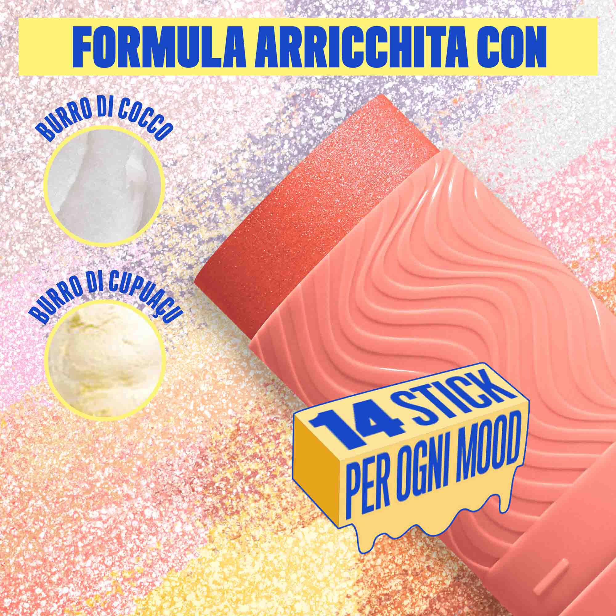 Formula dello Stick illuminante Buttermelt Stix Glow Boosting di Nyx Professional Makeup, arricchita con burro di cocco e burro di cupuacu