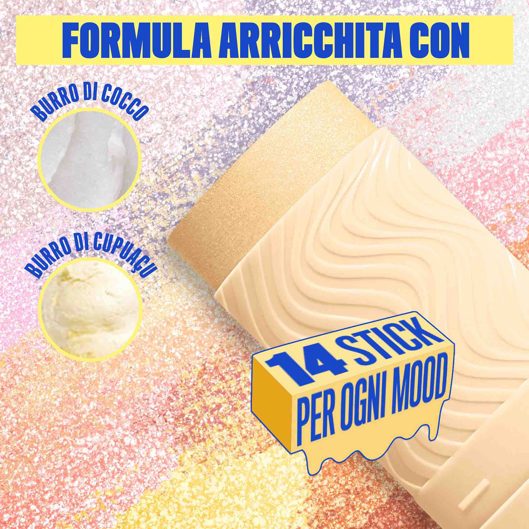 Formula dello Stick illuminante Buttermelt Stix Glow Boosting di Nyx Professional Makeup, arricchita con burro di cocco e burro di cupuacu
